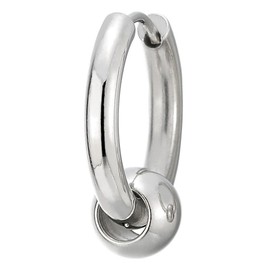 Stainless Steel Circle Beads Huggie Hinged Hoop Earrings for Men Women, 2pcs