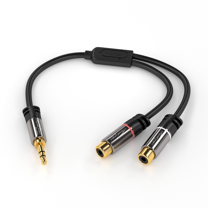KabelDirekt – 0.2m 3.5mm to RCA Adapter (Adapter 2 x