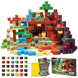 Magnetic Blocks 120PCS Cave Adventure | STEM Educational Building Toys for Kids Age 3+, Creative Stacking Construction Set with 0.8in Magnet Cubes, Birthday Gift for Boys & Girls