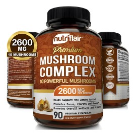 Mushroom Complex 2600mg (90 Cápsulas) Nutriflair Hecho En Eu Sin Sabor