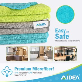 AIDEA Microfiber Cleaning Cloths-8PK, Soft Absorbent Microfiber Cloth, Lint-Free Streak-Free Cleaning Towels for Cars, House, Kitchen, Window(12in.x16in.) | AIDEA