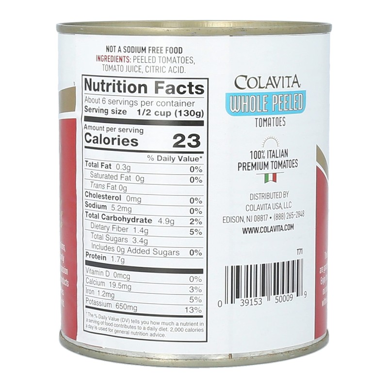 COLAVITA Whole Peeled Italian Tomatoes Cans, 28 Oz