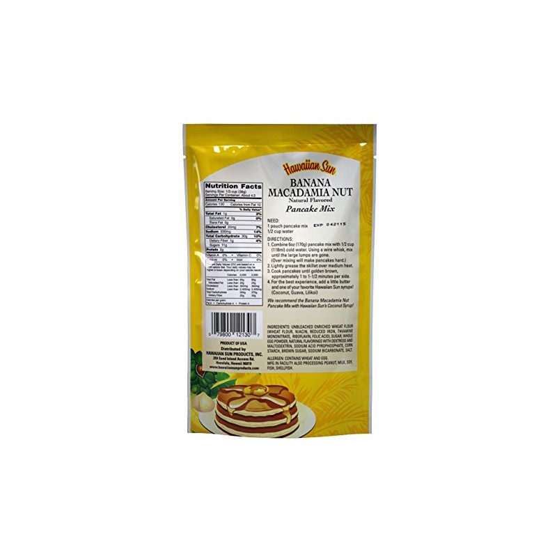 Pancake Mix, 6 Ounce Bag by Hawaiian Sun (Banana Macadamia