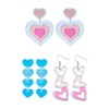 HOBBIESAY 5 Style Glitter Triple Heart Dangle Drop Earrings Cute
