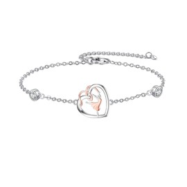 ROMANTIC WORK Ballerina Bracelet 925 Sterling Silver Heart Dance Bracelets Ballet Jewellery Gift for Women, Sterling Silver