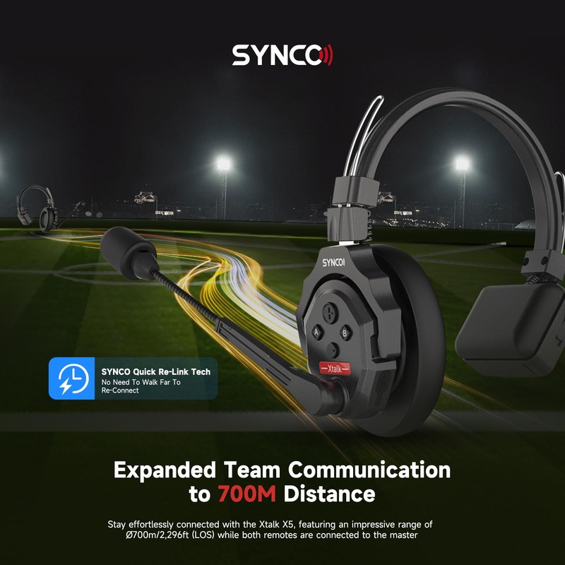 SYNCO XTalk X2 2.4GHz Wireless Headset with Microphone Intercom System