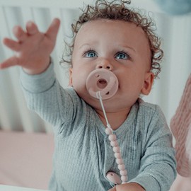 Comfy Cubs Pacifier Clips 2 Pack - 100% Food Grade Silicone Baby Pacifier Clips, BPA & PVC Free - CPSIA Certified, Lightweight and Flexible Baby Gifts - Blush