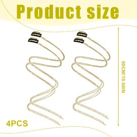 AOEVUIR 4 Pieces Rhinestone Hair Chains for Women Tassel Hair Clips Chains Gold Crystal Tassel Hair Clip Chain Glitter Strands Hair for Daily Use of Girls (Gold)