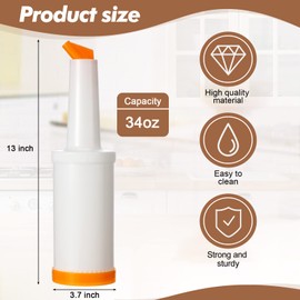 12 Pack Bar Pour Colorful Juice Pouring Bottle Containers 34 oz Plastic Juice Dispensers in 6 Colors for Bar Home Kitchen Party Supplies