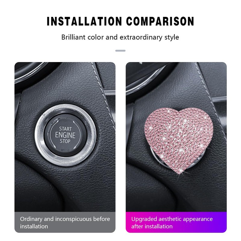 Adunsiaoto Car Push Start Button Decorative Protective Cover, Car Engine