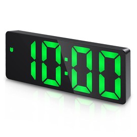 Upgraded Ankilo Digital LED Alarm Clock, Electronic Desktop Clock with Temperature Display, Adjustable Brightness, Voice Control, 12/24H Display for Home, Bedroom, Office, Green