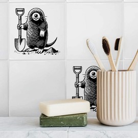 Azeeda 'Mole Digging with Shovel' 108mm Square Ceramic Tile (TD00031530)