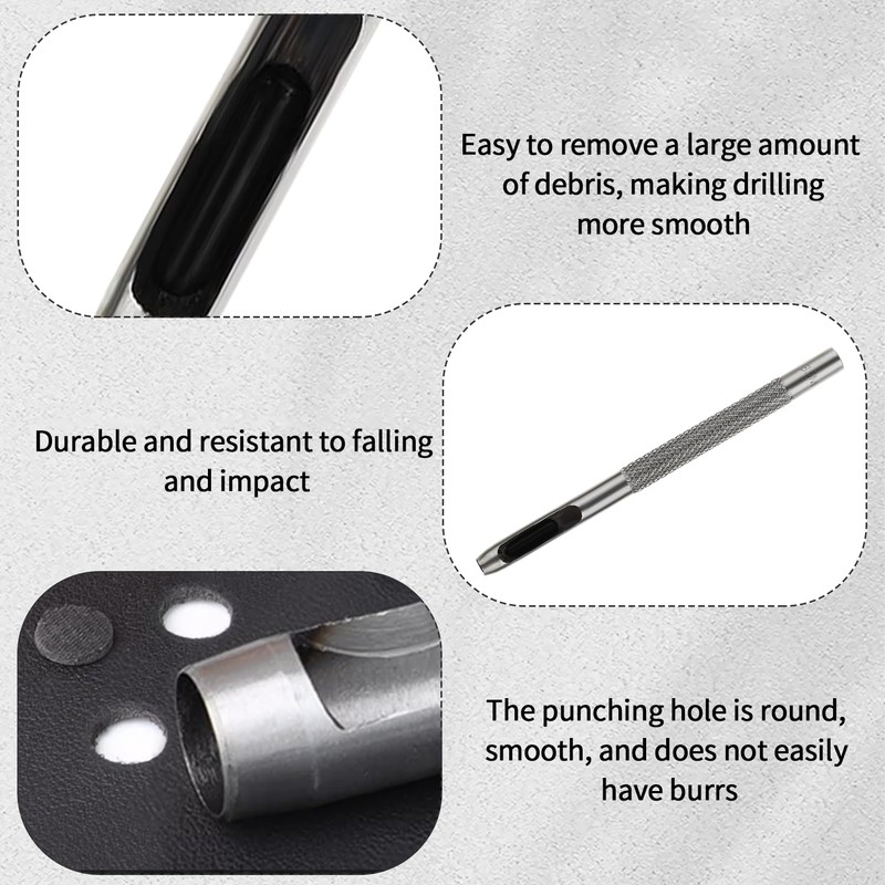 6 Pcs Leather Belt Hole Puncher Tool For Leather Oval