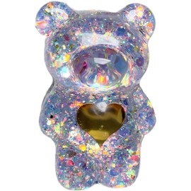 Tustao Purple Mobile Phone Finger Stand Cute Bear Doll Phone Holder Support Comfortable Grip Phone Stand, Anti-Slip Creative Flexible Light Cell Phone Stands Phone Holder for Bed,Cell Phone Stands