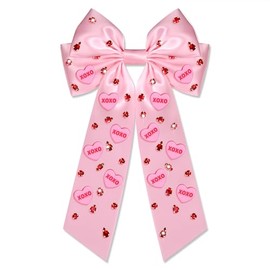 Boderier Valentines Day Hair Bows for Women Girls Conversation Candy Heart Hair Bow Clips Jeweled XOXO Hair Bows Valentines Day Gifts for Her Pink XOXO Heart