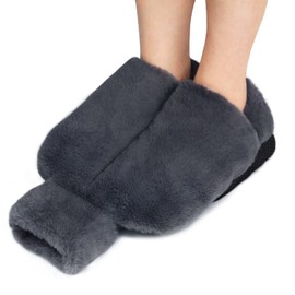 Tgkoddo Foot Warmer Without Electricity, 2L Large Hot Water Bottle Feet, 2-in-1 Foot Hot Water Bottle for Women/Men/Adults, Super Soft and Warm Foot Heating Pads for Cold Feet in Winter (Grey, 36 x 30 cm)