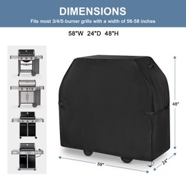 ZOMEYLPO 58 Inch Grill Cover for Outdoor Grill,Heavy Duty Waterproof UV & Fade Resistant BBQ Gas Grill Covers with Hook-and-Loop Straps & Adjustable Hem Drawstring Outside.