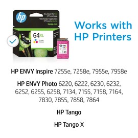 HP HP 64XL Tri-color High-yield Ink Cartridge | Works with HP ENVY Inspire 7950e; ENVY Photo 6200, 7100, 7800; Tango Series | Eligible for Instant Ink | N9J91AN