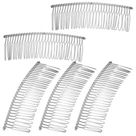 5 Pieces Metal Hair Comb Clip, Silver 30 Teeth Wire Hair Combs Bridal Wedding Veil Combs for Women Fine Hairstyle Accessories