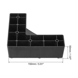 sourcing map Furniture Feet, 2"x 5.91" L Type Plastic Furniture Legs Black Base Floor Protector for Sofa Cupboard Table Chair, 4 Pcs