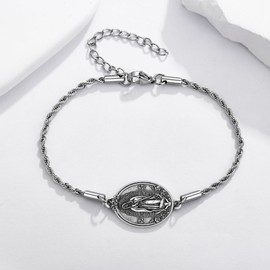 YAFEINI Virgen De Guadalupe Bracelet 925 Sterling Silver Our Guadalupe of Lady Charm Jewelry for Women, no gemstone