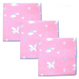 Gauze Handkerchief, Unicorn, Pink, Set of 3, Made in Japan, 100% Cotton, 13.8 x 13.8 inches (35 x 35 cm), Iroha Mameo Series