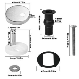 Toilet Seat Fixings, Toilet Seat Hinges Fixings, Quick Release Toilet Seat Hinges, Toilet Fixing Kit with Spare Expanding Rubber Screws Nuts Bolts for WC Toilet Blind Holes (4PCS)