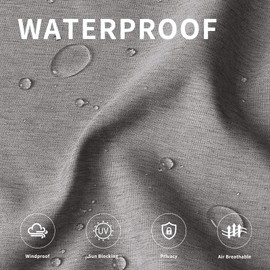 Easy-Going Linen Look Outdoor Curtains Waterproof Windproof Porch Curtains, Soft Thicken Outdoor Privacy Curtains for Patio, Gazebo, Grommet Top and Tab Bottom Drape, 1 Panel, 54x108 inch, Grey