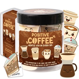 Positive Coffee Affirmation Jar – 60pcs Cute Emotional Support – Coffee Gifts for Women, Men– Birthday Gift, White Elephant Gifts for Coworker, Boss, Teacher, Teens, Back to School Gifts
