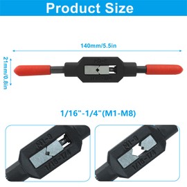 Aracombie Adjustable Tap Wrench Handle for 1/16"-1/4" (UNC/UNF) / Metric M1-M8 Taps, Durable Thread Tap Holder with Comfortable Grip, Ideal for Machinist Repair and Manual Tapping Operations