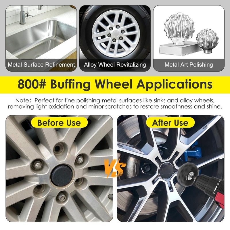 HighFree 9PCS Non Woven Abrasive Buffing Polishing Wheel Drill Attachment