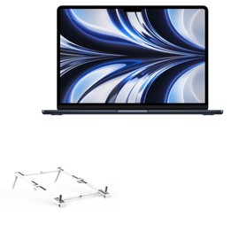 BoxWave Stand and Mount Compatible with Apple MacBook Air (15-inch M2 2023) - Pocket Aluminum Stand 3-in-1, Portable Multi Angle Viewing Riser - Metallic Silver