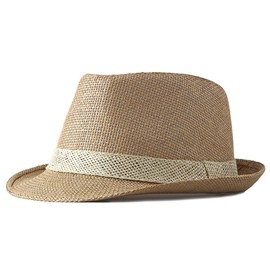 Straw Fedora Sun Hats Straw Cowboy Hats Straw Sun Hat for Women Mens Straw Hat Fedora Hats Roll Up Straw Panama Hat (Khaki-Beige Band)