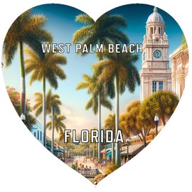 West Palm Beach Florida Travel Souvenir Destination Die Cut Heart Shaped Fridge Magnet 2-Inch