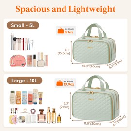 Lifewit Travel Toiletry Bag with Handle, Large Wide-Open Makeup Cosmetic Travel Bag for Toiletries with Multi-compartments, Vacation Essentials, Mint Green, 5L