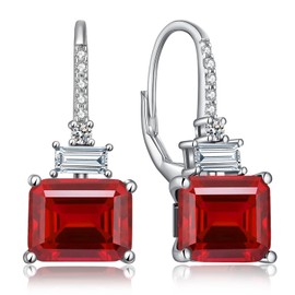 Dangle Drop Earrings Dangle Earrings Leverback Earrings Suqare Earrings for Women Sterling Silver Dangle Earrings Red Drop Earrings Luxury Lever Back Earring ZDaoBen