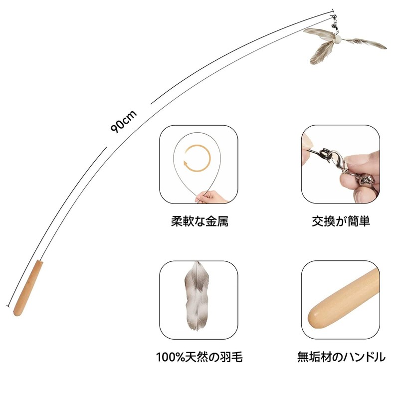 FUKUMARU Cat Toy Replacement Bell and Feather Set