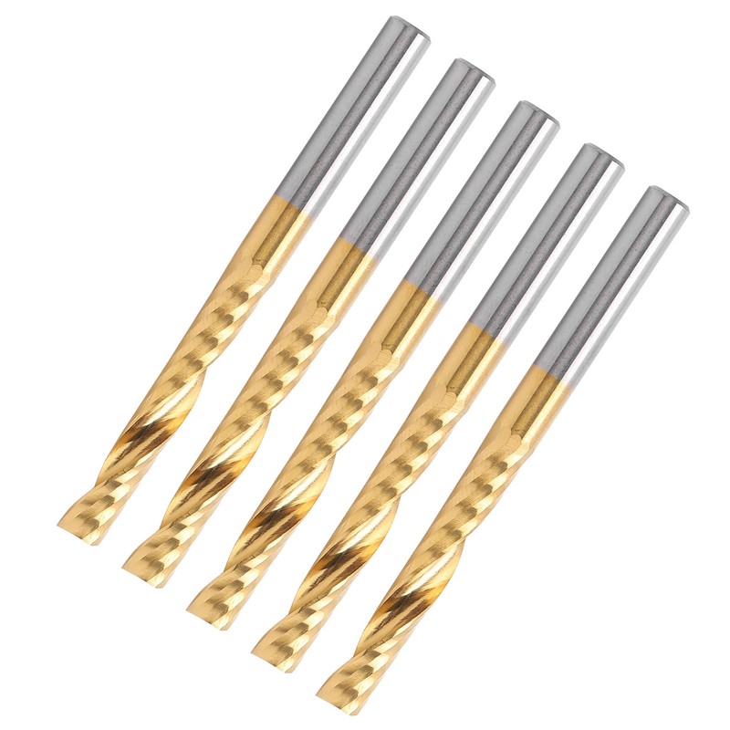 5Pcs End Mill TiPlated 1Flute CNC Spiral Router Bit HighSpeed