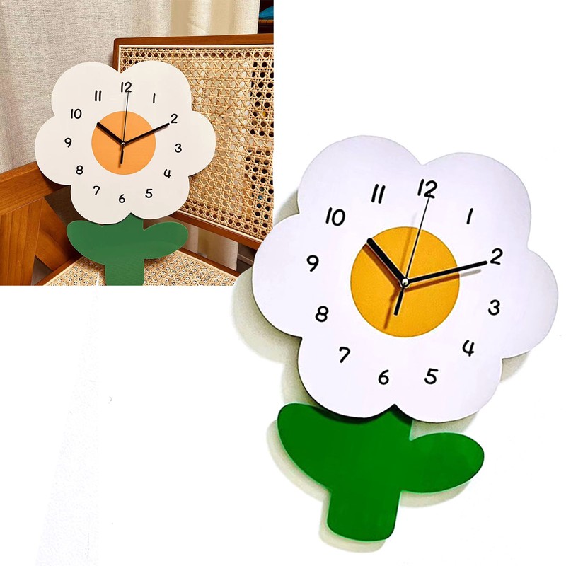 Flower Shaped Wall Clocks for Kids Cartoon Cute Exquisite Silent