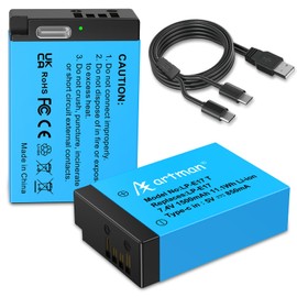 Artman 2-Pack LP-E17 Battery 1500mAh USB-C Fast Charging R50 Battery for Canon EOS R100 R50 R10 R8 RP, Rebel T8i T7i T6i T6s SL2 SL3, EOS M3, M5, M6, EOS 77D 200D 760D 800D 8000D