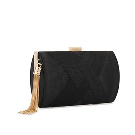 Womens Evening Clutch Bag Designer Evening Handbag Hand Bag,Lady Party Wedding Clutch Purse (Black-Elegant Tassel)