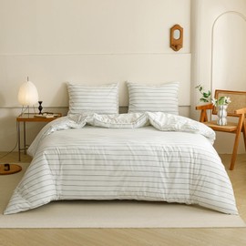 Cottonight White Comforter Set Queen Black Striped Bedding Comforter Set Women Men Queen Modern Fashion Classic Blanket Quilts Soft Breathable Geometric Comforter Set King Bed