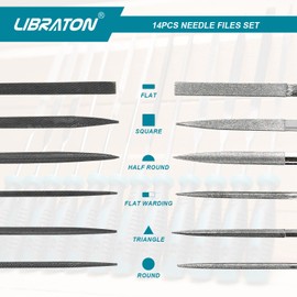 Libraton Needle File Set, Diamond Needle File Set, 14PCS Small File Set, 6 Diamond Files & 6 Carbon Steel Files with Wire Cutter, Steel Brush, Carry Bag, Jeweler File Tools for Soft Metal,Wood,Model