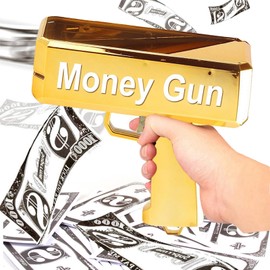 SWANFIRE Pistola de Billetes, Pistola Pulverizadora de Juguete, Super Gun con Billetes de 100 Piezas dolares, Juguetes Novedosos y de Broma, Suministros de Fiesta (Dorado)