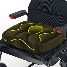 Bacaby Ergonomic Wheelchair Seat Cushion, High-Density 30D Foam Coccyx Support, Non-Slip Pressure Relief Cushion for Daily Sitting, Office Chair & Car Seat (Green)