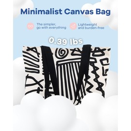 GODWOODS Tote Bag Aesthetic Canvas Handbags with Zipper for Women Travel Shoulder Bags Purses with compartments (Abstract Line)