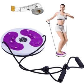 2 PCS Ab Twist Waist Disc Board,Waist Trainer Twisting Disc with Leather Tape Measure Aerobic Exercise Fitness Machine with Pull Rope for Home Office Foot Massage
