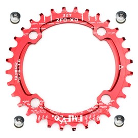 FOMTOR 30T 32T 34T 36T 38T Chainring 104 BCD Narrow Wide Chainring with Four Chainring Bolts for Road Bike Mountain Bike BMX MTB Bike (Red)