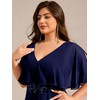 Ever-Pretty Plus Women's Ball Gown V-Neck A Line Chiffon Applique