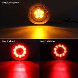 Partsam 4" Inch Round Truck Trailer Led Tail Stop Brake Lights Taillights Running Red and Amber Parking Turn Signal Lights, Sealed Dual Color Round Led Lights w/Miro-reflectors Flange Mount (2Pack)